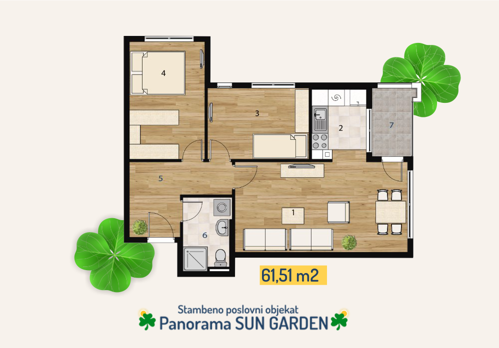 Ponuda tipskih stanova - objekat Panorama Sun garden