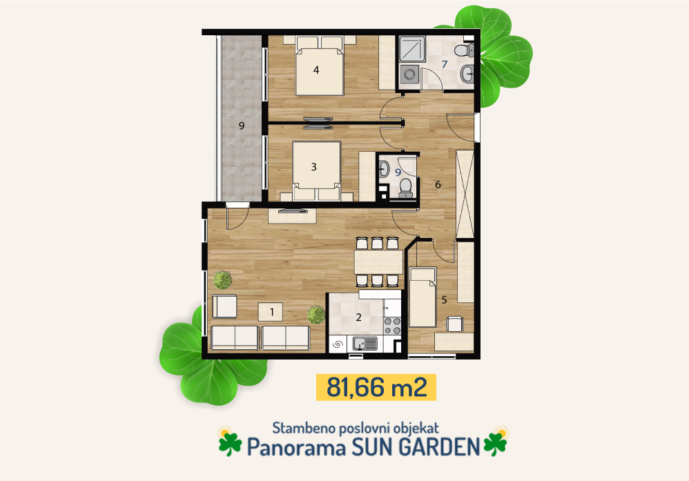 Ponuda tipskih stanova - objekat Panorama Sun garden